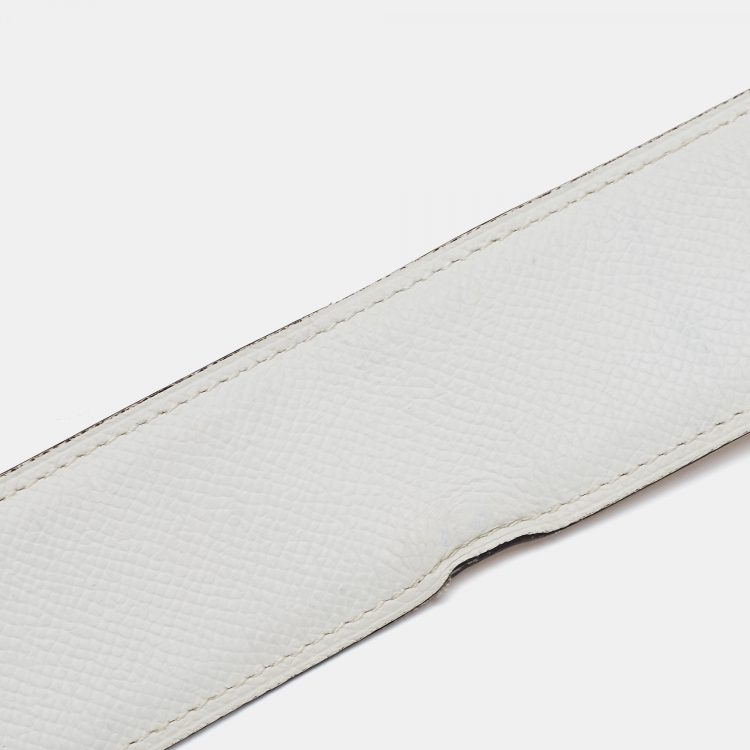 Pre Owned Hermes Blanc Epsom Leather Brushed Constance H Buckle Belt 80 CM