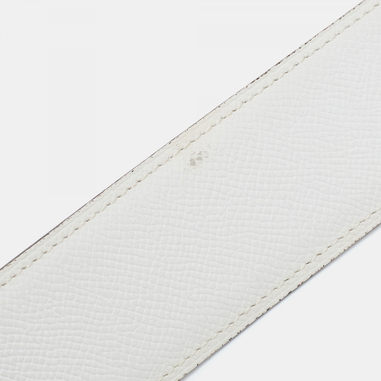 Pre Owned Hermes Blanc Epsom Leather Brushed Constance H Buckle Belt 80 CM