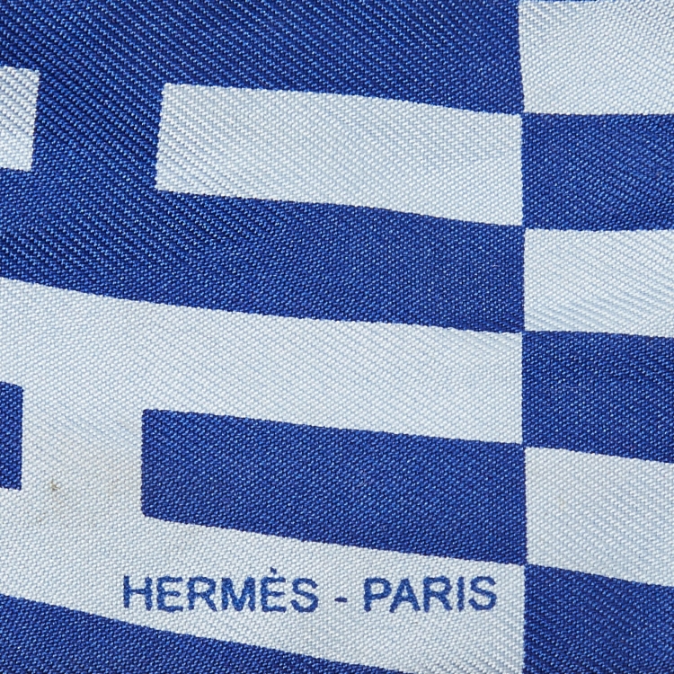 مملوكة مسبقًا Hermes Blue Op H Silk Twilly Scarf