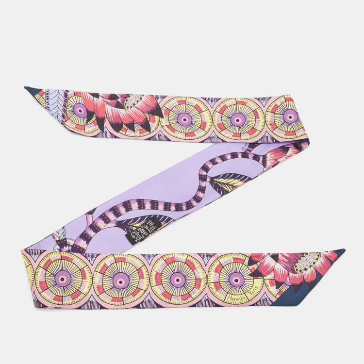 Pre Owned Hermès Purple Silk Savana Dance Twilly