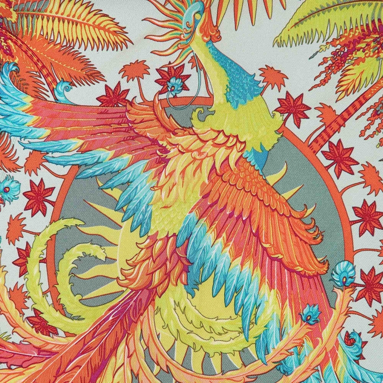 Pre Owned Hermes Multicolor Mythiques Phoenix Silk Square Scarf