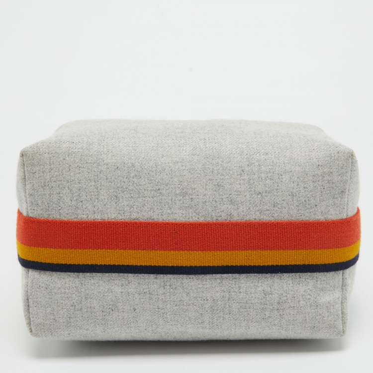 Pre Owned Hermes Gris Flanelle Canvas Large Bride-a-Brac Pouch