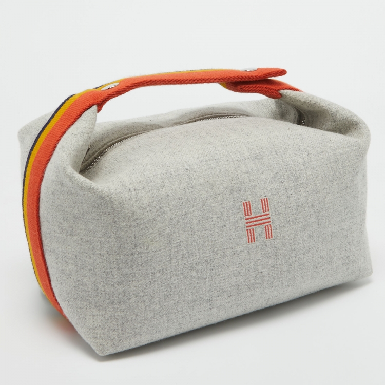 Pre Owned Hermes Gris Flanelle Canvas Large Bride-a-Brac Pouch