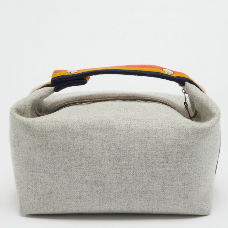 Pre Owned Hermes Gris Flanelle Canvas Large Bride-a-Brac Pouch