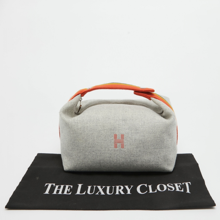 Pre Owned Hermes Gris Flanelle Canvas Large Bride-a-Brac Pouch