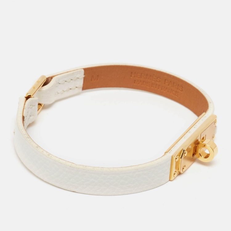 Pre Owned Hermès  Micro Kelly White Leather Bracelet M