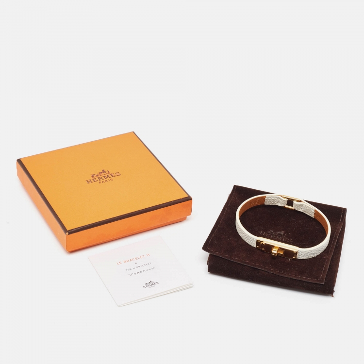 Pre Owned Hermès  Micro Kelly White Leather Bracelet M
