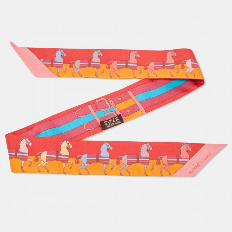 Pre Owned Hermes Multicolor Print Silk Rocabar Twilly