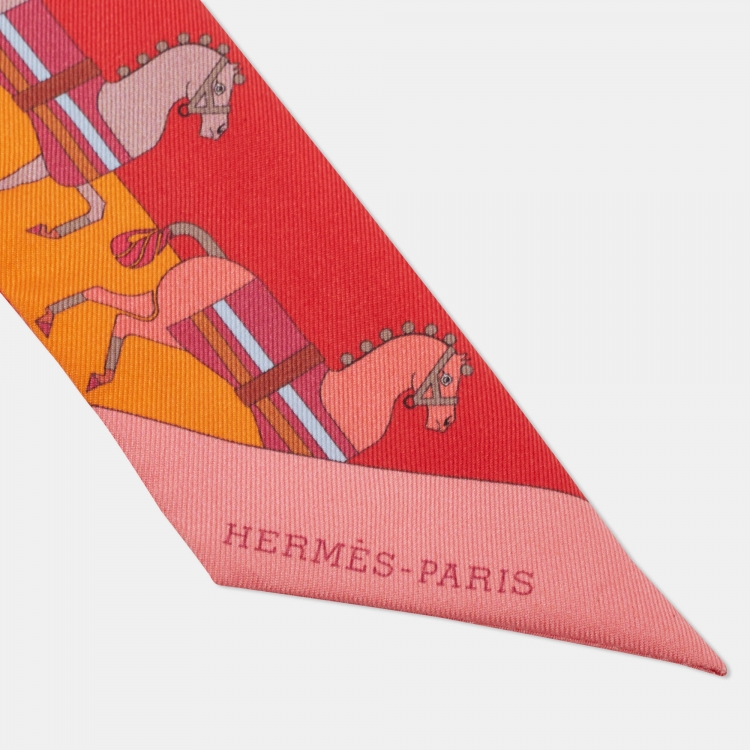 Pre Owned Hermes Multicolor Print Silk Rocabar Twilly