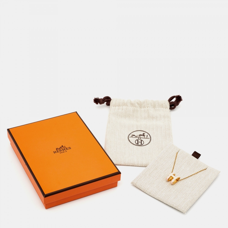 Pre Owned Hermès Pop H Enamel Gold Plated Pendant Necklace