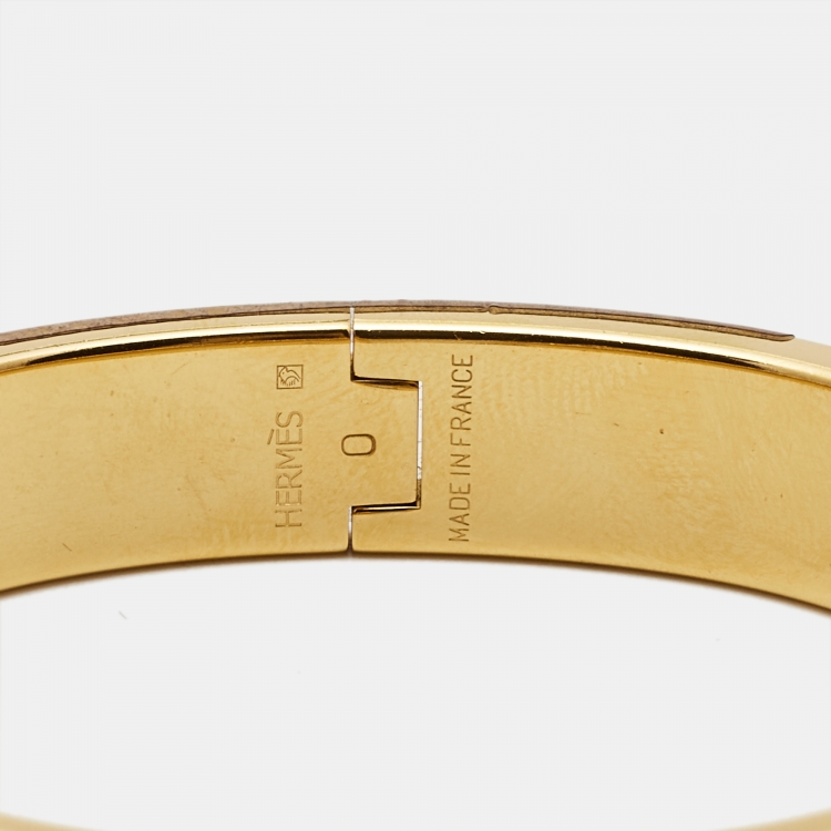 مملوكة مسبقًا Hermes Clic H Orange Enamel Gold Plated Bracelet