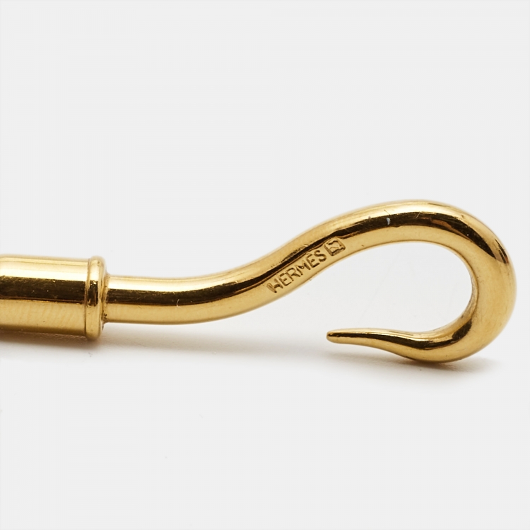 مملوكة مسبقًا Hermes  Jumbo Hook Leather Gold Plated Bracelet