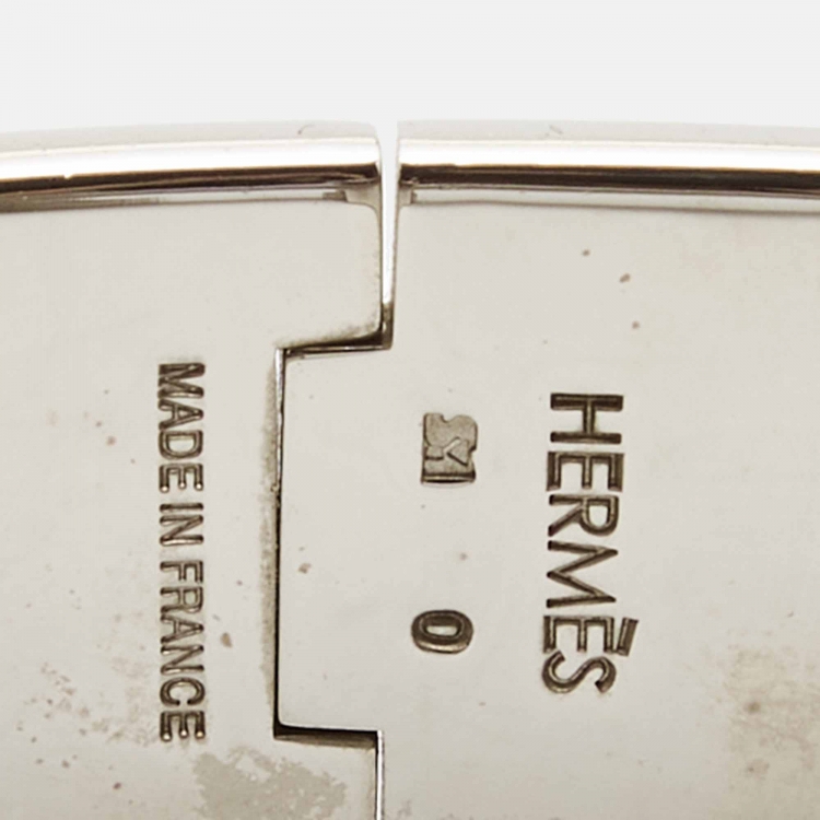 Pre Owned Hermes Clic Clac H Enamel Palladium Plated Bracelet