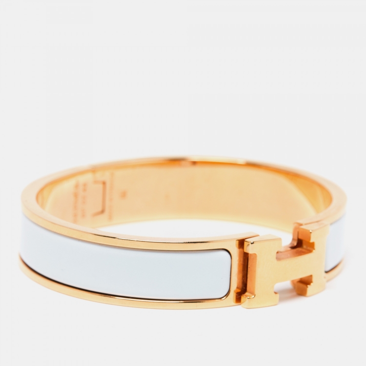 Pre Owned Hermes Clic H Enamel Gold Plated Bracelet