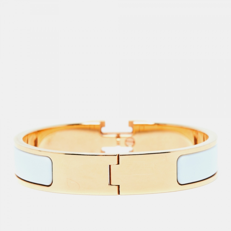 Pre Owned Hermes Clic H Enamel Gold Plated Bracelet