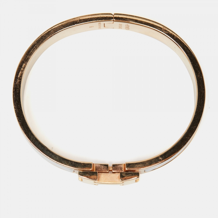 Pre Owned Hermes Clic H Enamel Gold Plated Bracelet