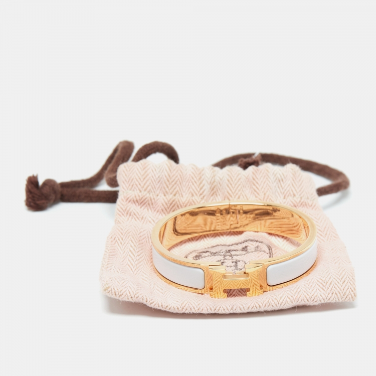 Pre Owned Hermes Clic H Enamel Gold Plated Bracelet