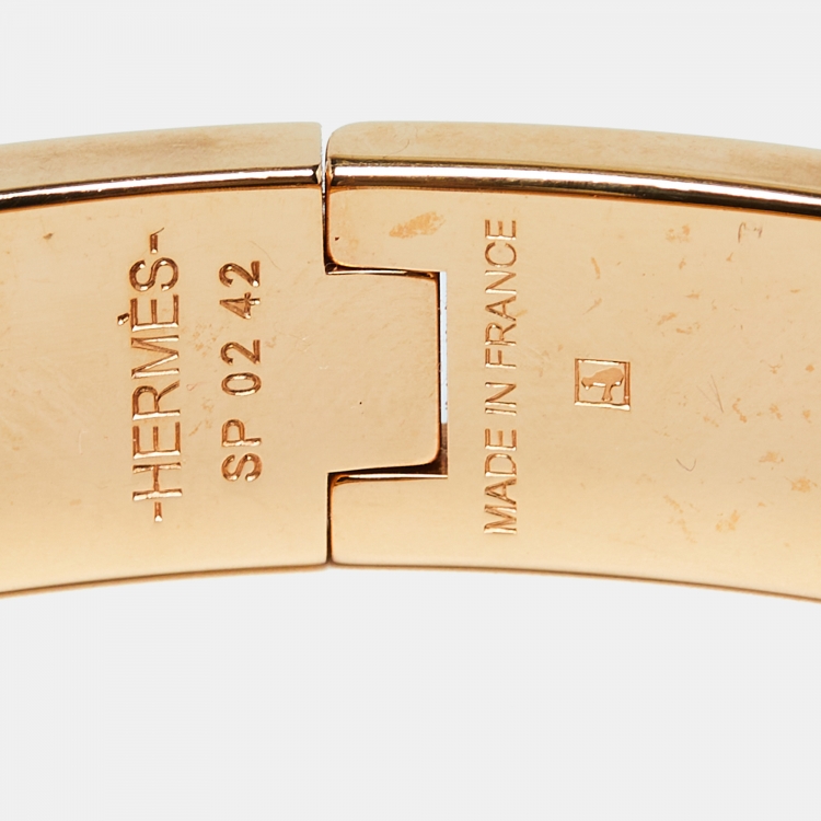 Pre Owned Hermes Clic H Enamel Gold Plated Bracelet