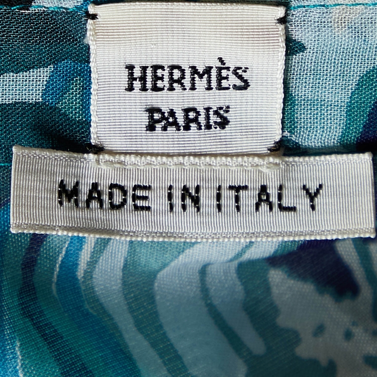 Pre Owned Hermes Multicolor Printed Silk Kaftan Top L
