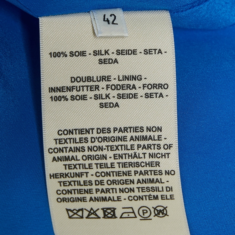 Pre Owned Hermes Blue Printed Silk Kaftan Dress L