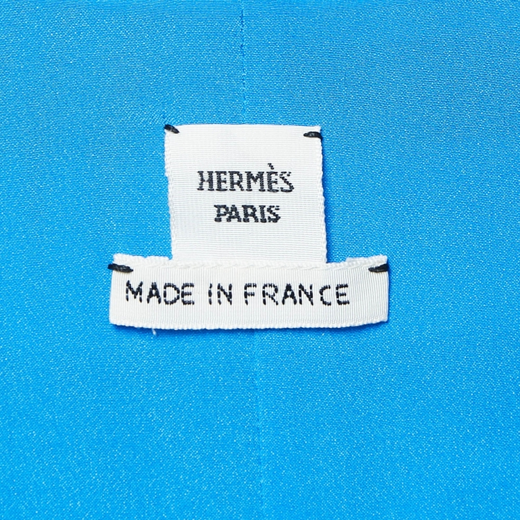 Pre Owned Hermes Blue Printed Silk Kaftan Dress L