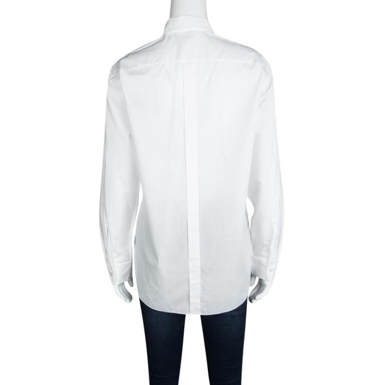 Pre Owned Hermes White Cotton Long Sleeve Button Front Shirt M