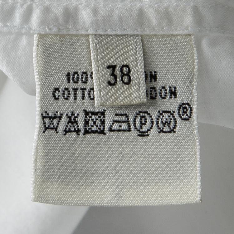 Pre Owned Hermes White Cotton Long Sleeve Button Front Shirt M