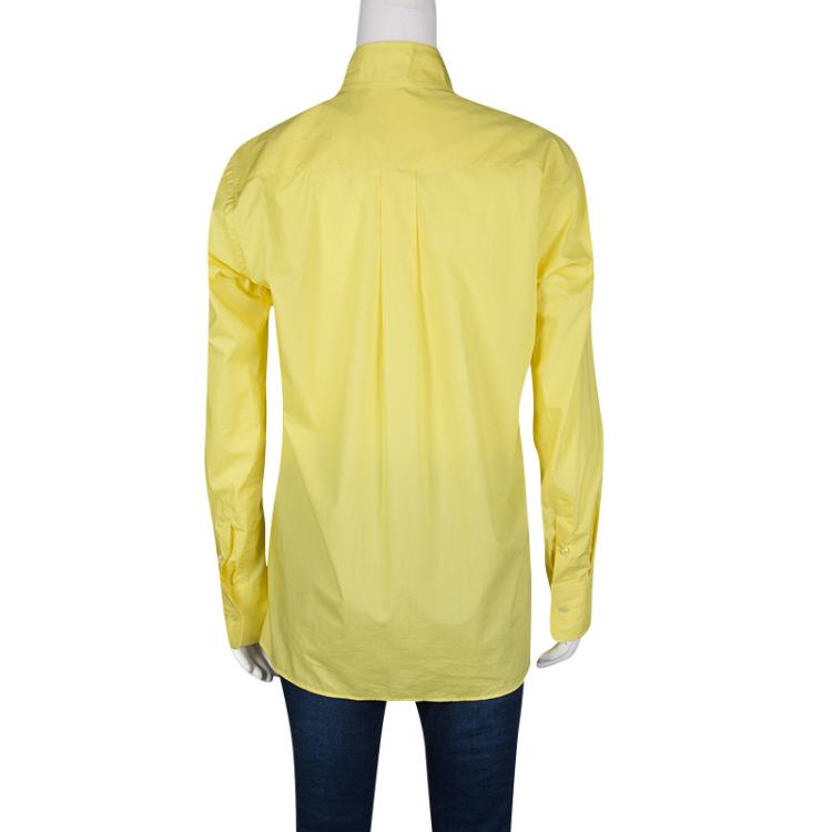 Pre Owned Hermes Yellow Cotton Long Sleeve Button Front Shirt M