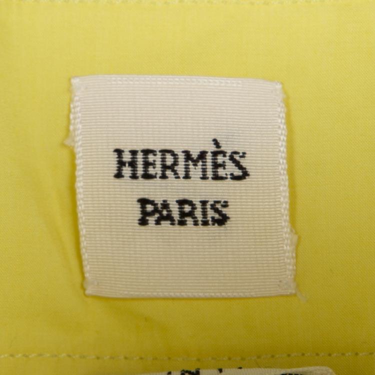 Pre Owned Hermes Yellow Cotton Long Sleeve Button Front Shirt M