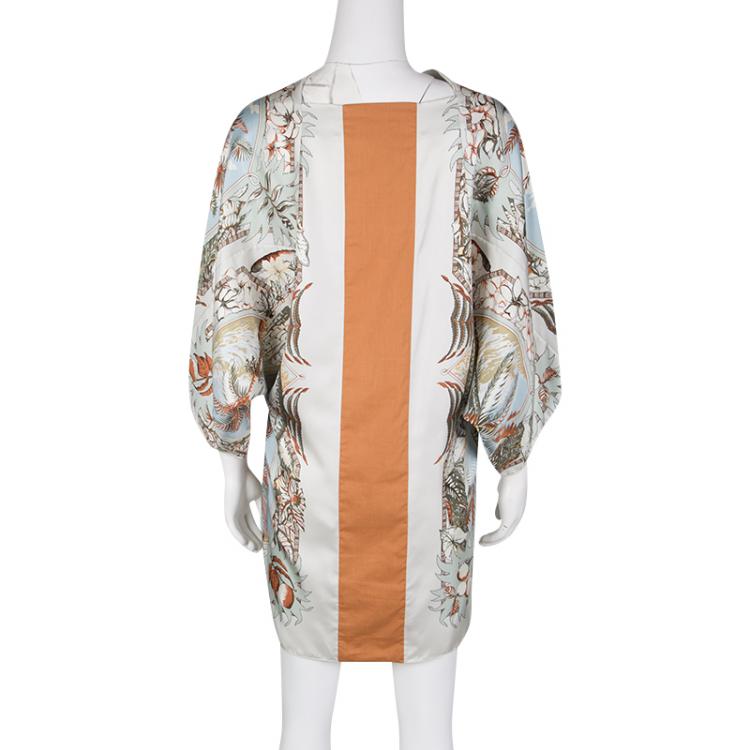 Pre Owned Hermes Aloha Print Raglan Sleeve Silk Tunic Dress S