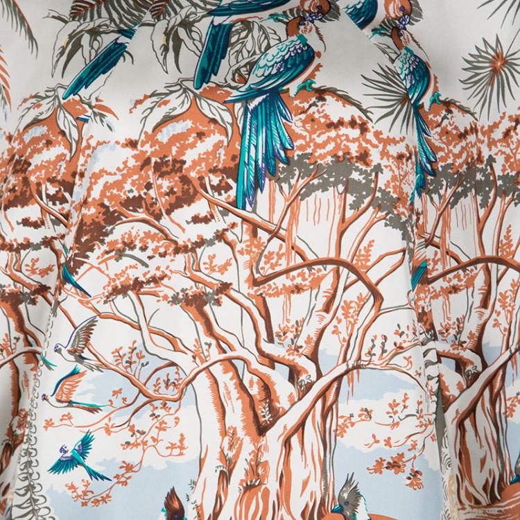 Pre Owned Hermes Aloha Print Raglan Sleeve Silk Tunic Dress S