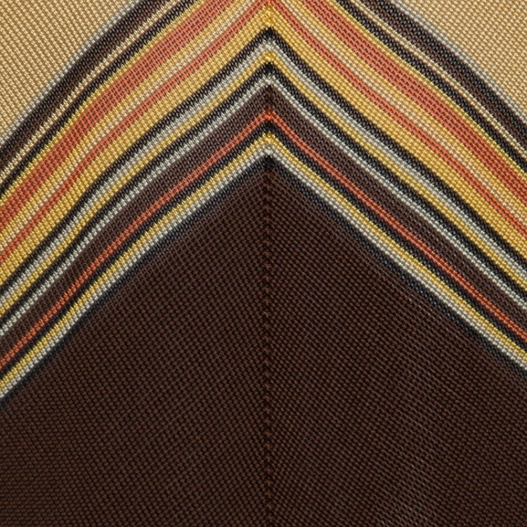 Pre Owned Hermes Brown Knit Striped Bodice Detail Halter Dress M