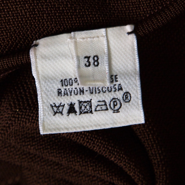 Pre Owned Hermes Brown Knit Striped Bodice Detail Halter Dress M