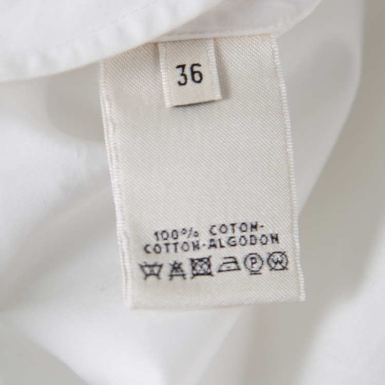 Pre Owned Hermes White Cotton Button Front Shirt Dress S