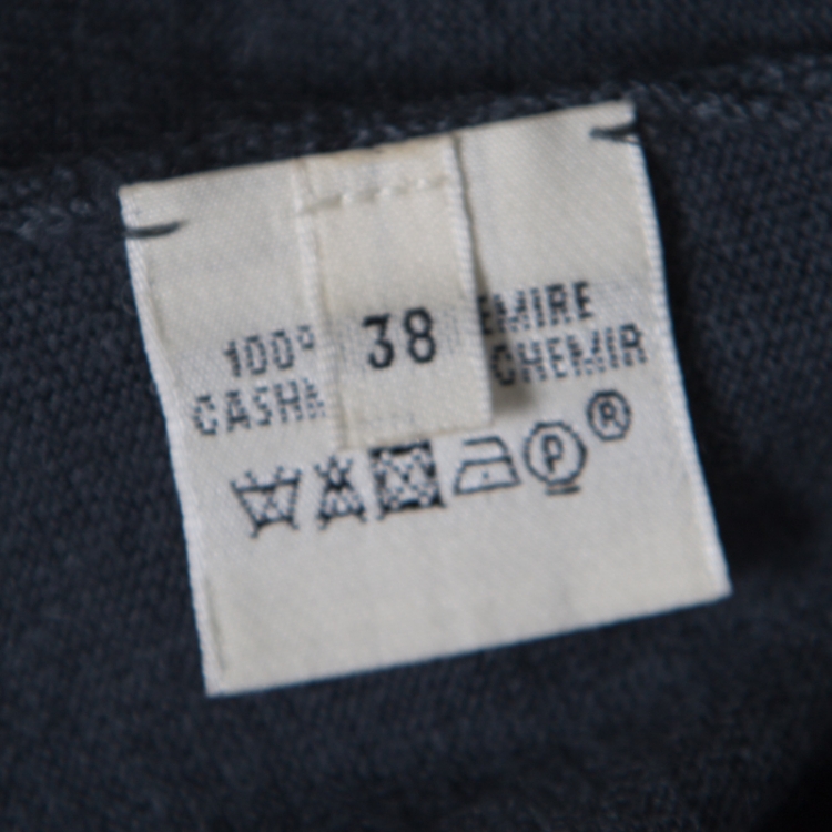 Pre Owned Hermes Teal Blue Cashmere Cinched Waist Button Front Jumpsuit M