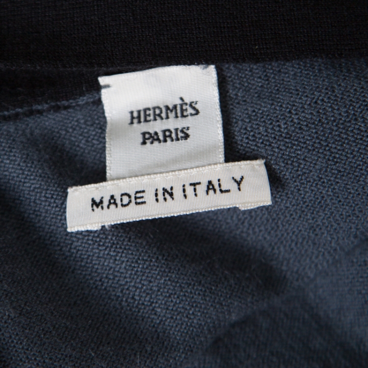 Pre Owned Hermes Teal Blue Cashmere Cinched Waist Button Front Jumpsuit M