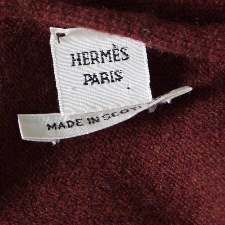 Pre Owned Hermes Brown Cashmere Dolman Sleeve Cropped Sweater M