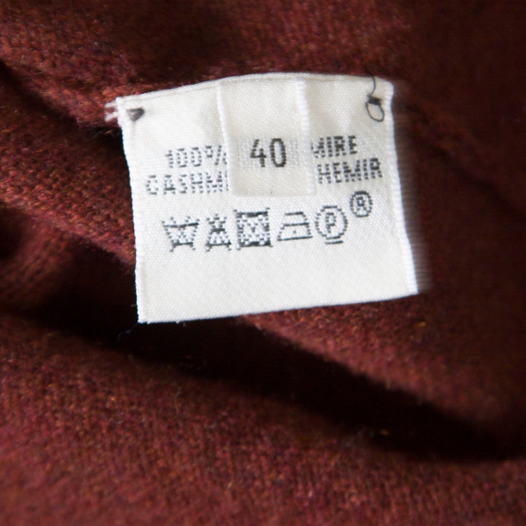 Pre Owned Hermes Brown Cashmere Dolman Sleeve Cropped Sweater M