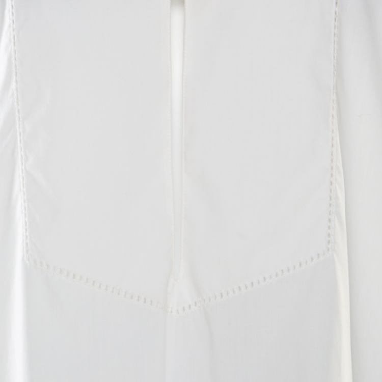 Pre Owned Hermes Off White Cotton Embroidered Pocket Detail Sleeveless Tunic Dress M