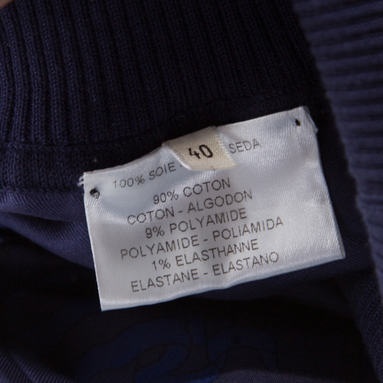Pre Owned Hermes Dark Blue Pavois Flag Print Silk Halter Top and Trousers Set M