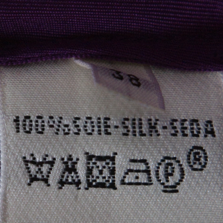 Pre Owned Hermes Purple Flag Print Silk One Shoulder Pavois Scarf Maxi Dress M