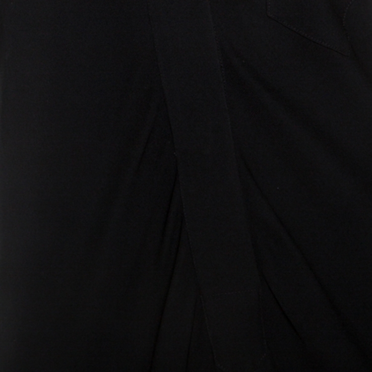Pre Owned Hermes Black Silk Long Sleeve Collared Dress L