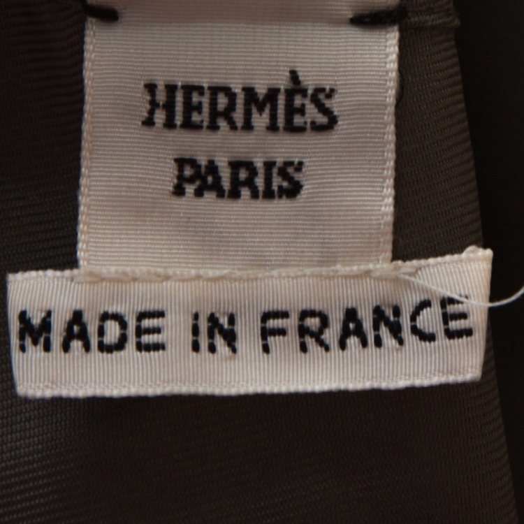 Pre Owned Hermes Grey Printed Silk High Neck Blouse M