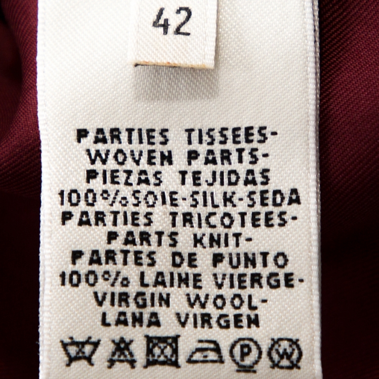 Pre Owned Hermes Maroon Fouets Et Badines Print Silk Shift Dress L