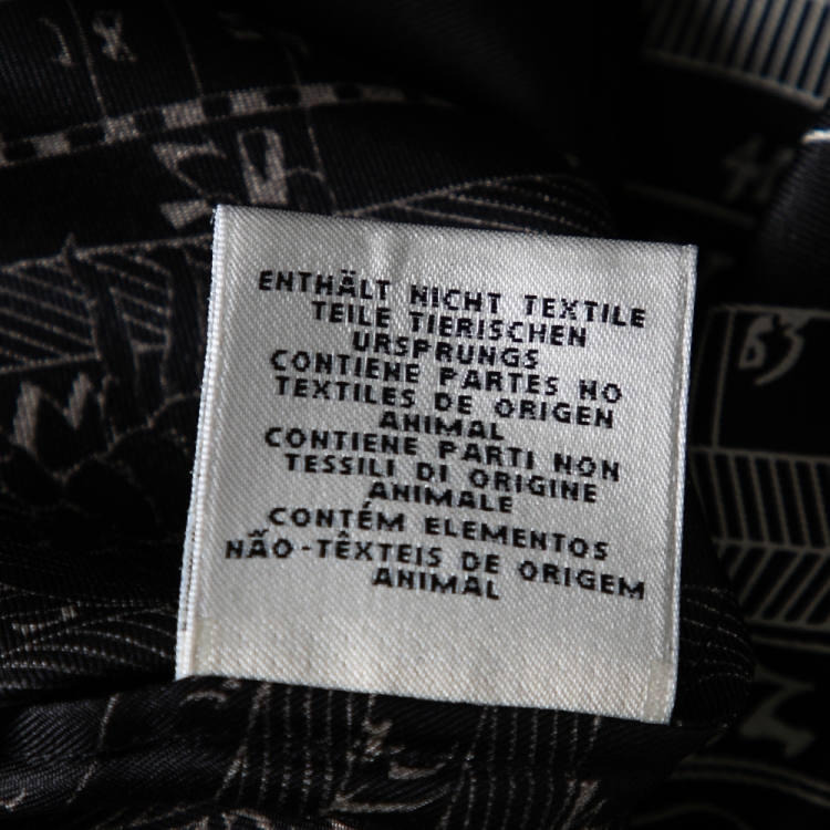 Pre Owned Hermes Black Zodiac Printed Silk Long Sleeve Shirt L