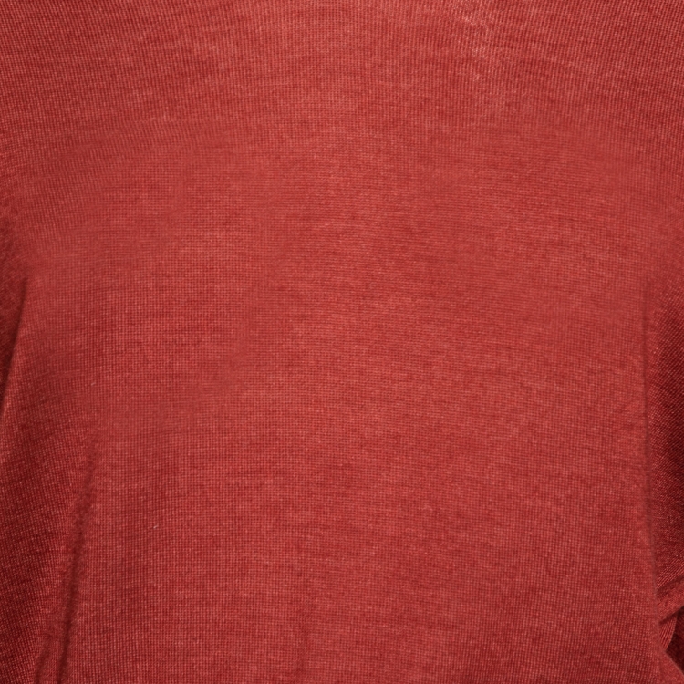 Pre Owned Hermes Maroon Cashmere V-Neck Sweater S