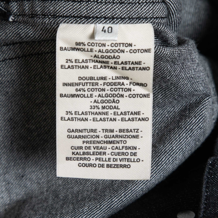 Pre Owned Hermes Dark Grey Denim Round Neck Button Front Jacket M