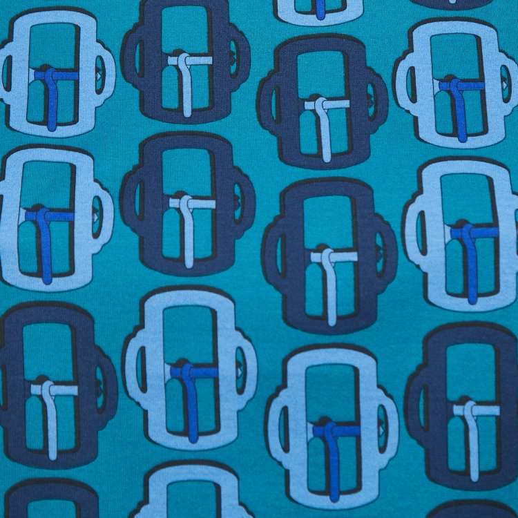 Pre Owned Hermes Blue All-Over Print Cotton Short Sleeve T-Shirt M
