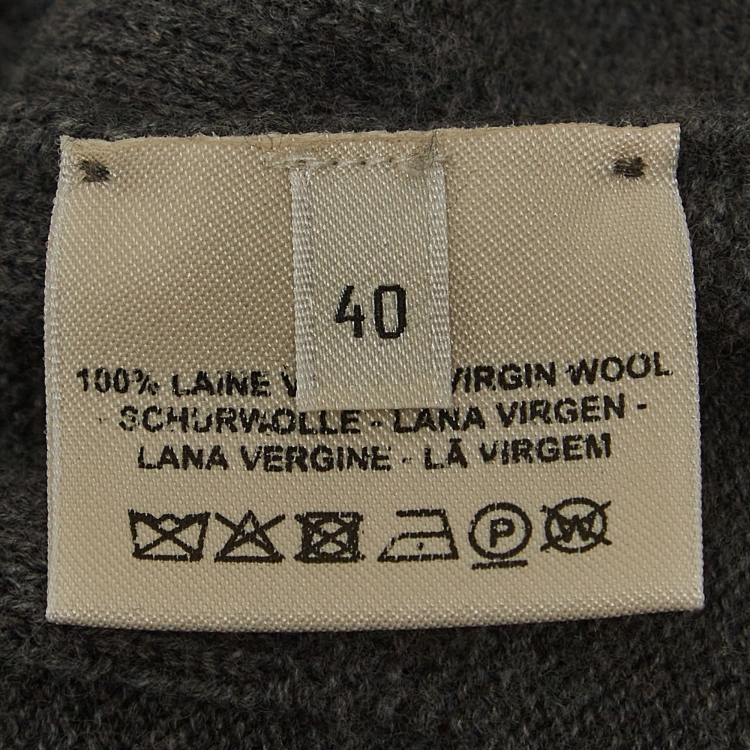 Pre Owned Hermes Grey Patterned Wool Knit Sweater M