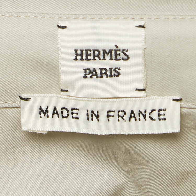 Pre Owned Hermes Grey Cotton Belted Shirt Dress S